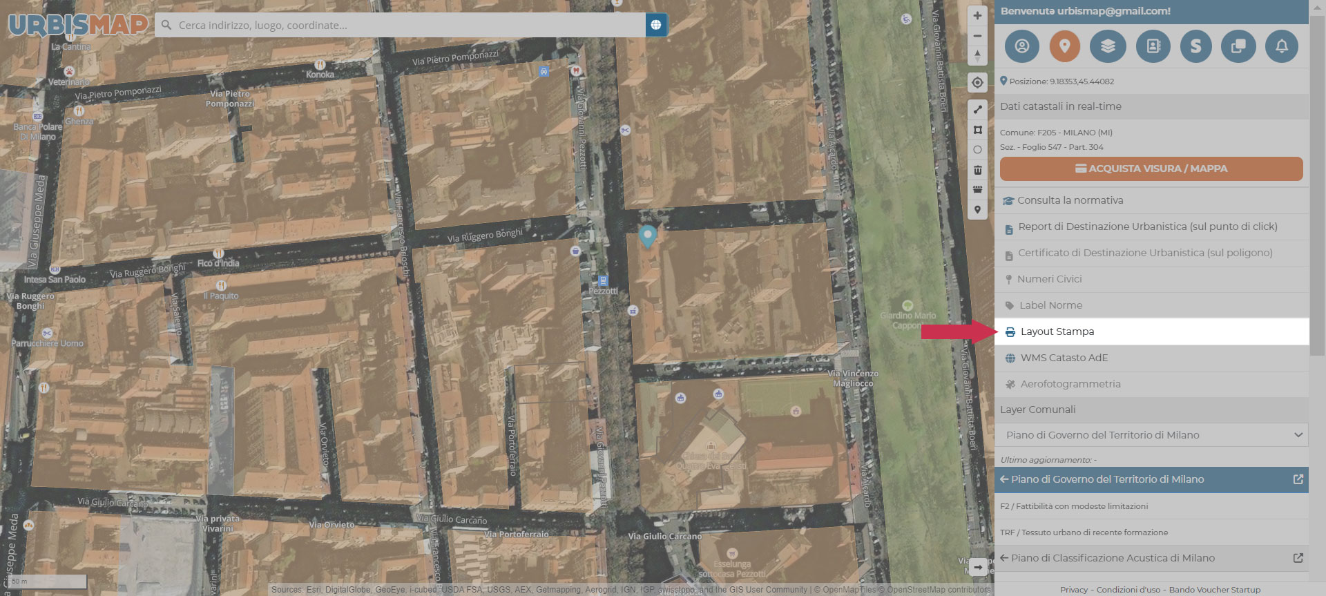 layout di stampa urbismap