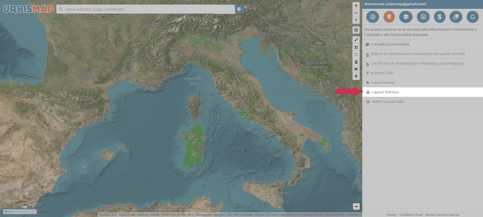 layout di stampa urbismap