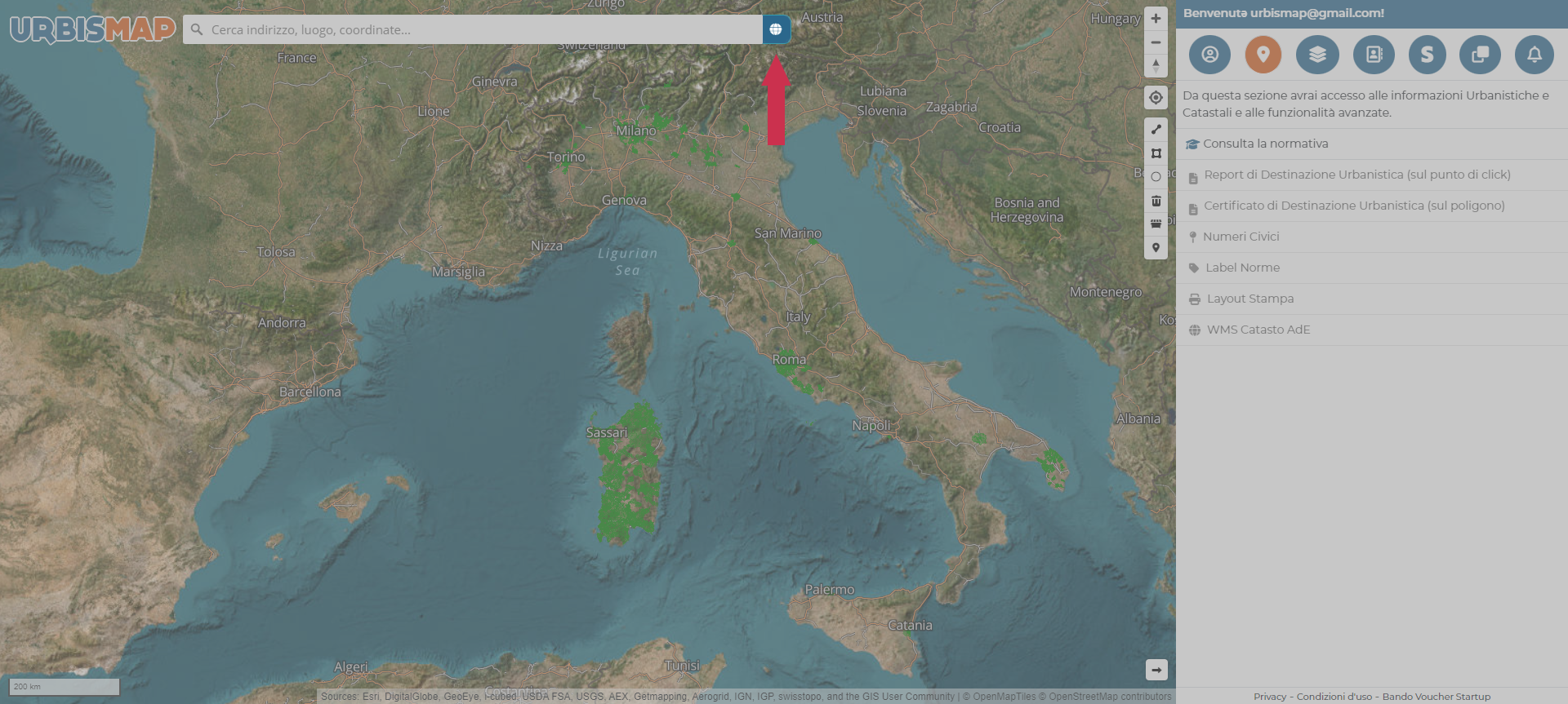 ricerca catastale tramite foglio e mappale su urbismap