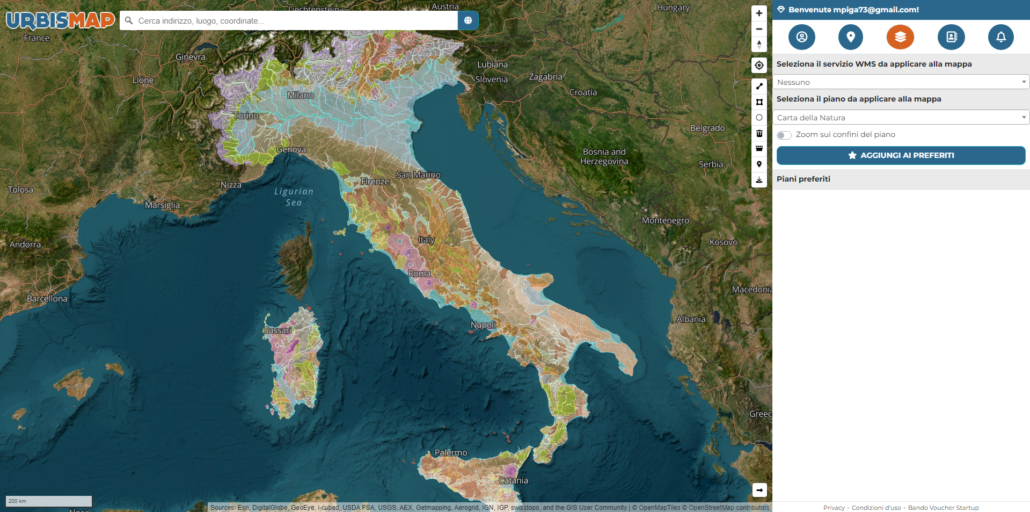 carta della natura nazionale su urbismap