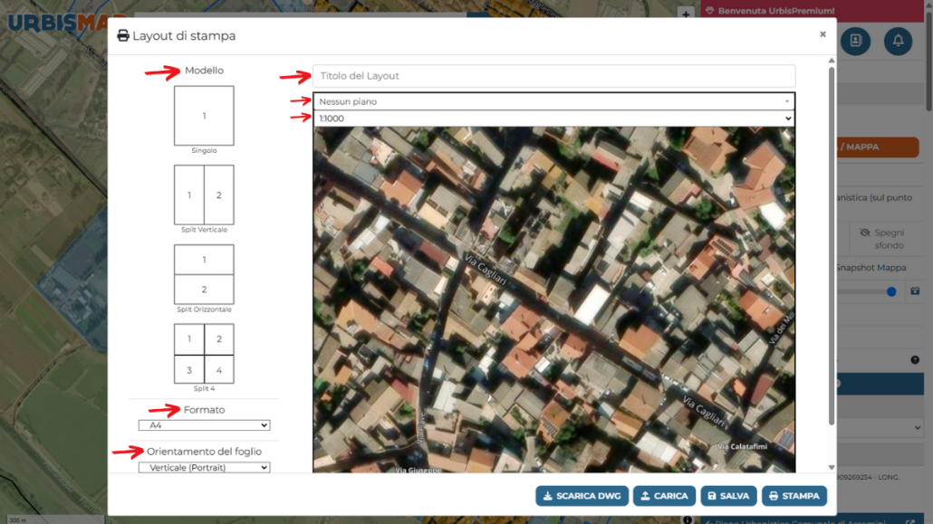 personalizza il tuo layout di stampa su UrbisMap