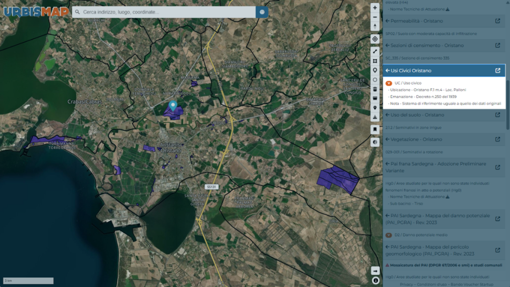 Terreno gravato da uso civico_esempio comune di Oristano_urbismap