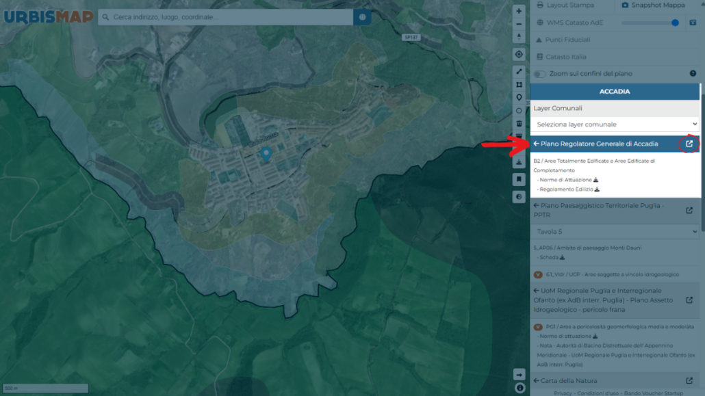 piano regolatore generale di Accadia disponibile su UrbisMap