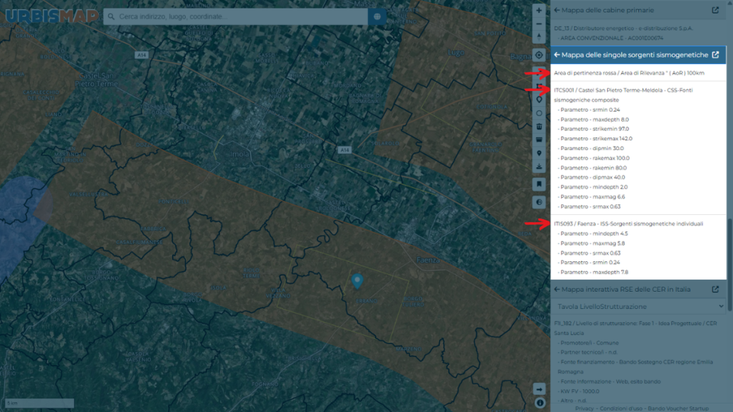 informazioni mappa delle sorgenti sismogenetiche: urbismap