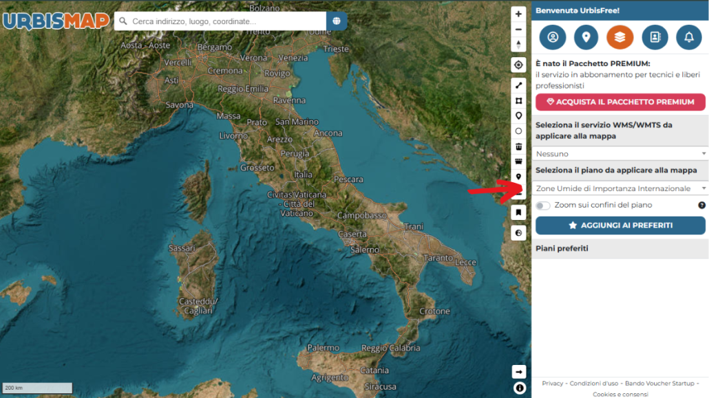 mappa delle zone umide di importanza internazionale su urbismap