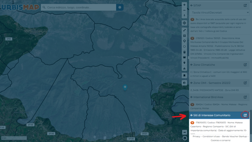 informazioni sui siti di interesse comunitario, mappa disponibile su urbismap