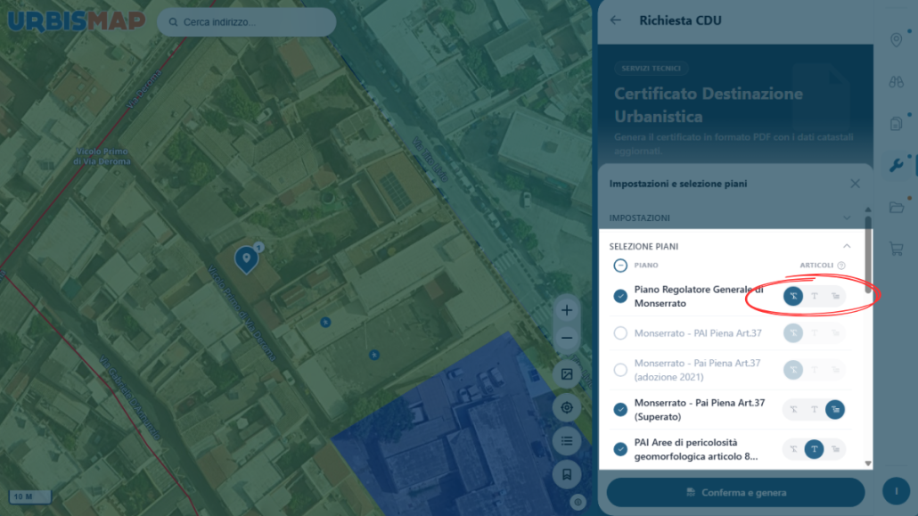 Tooltip esplicativo delle tre modalità di stampa degli articoli per piano.