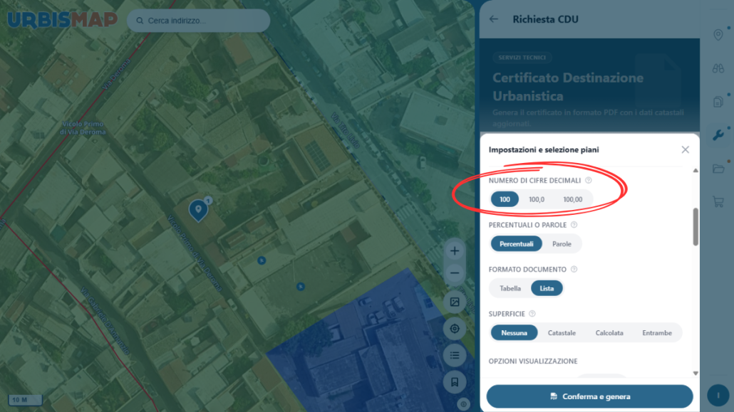 Impostazione del numero di cifre decimali utilizzate nel certificato