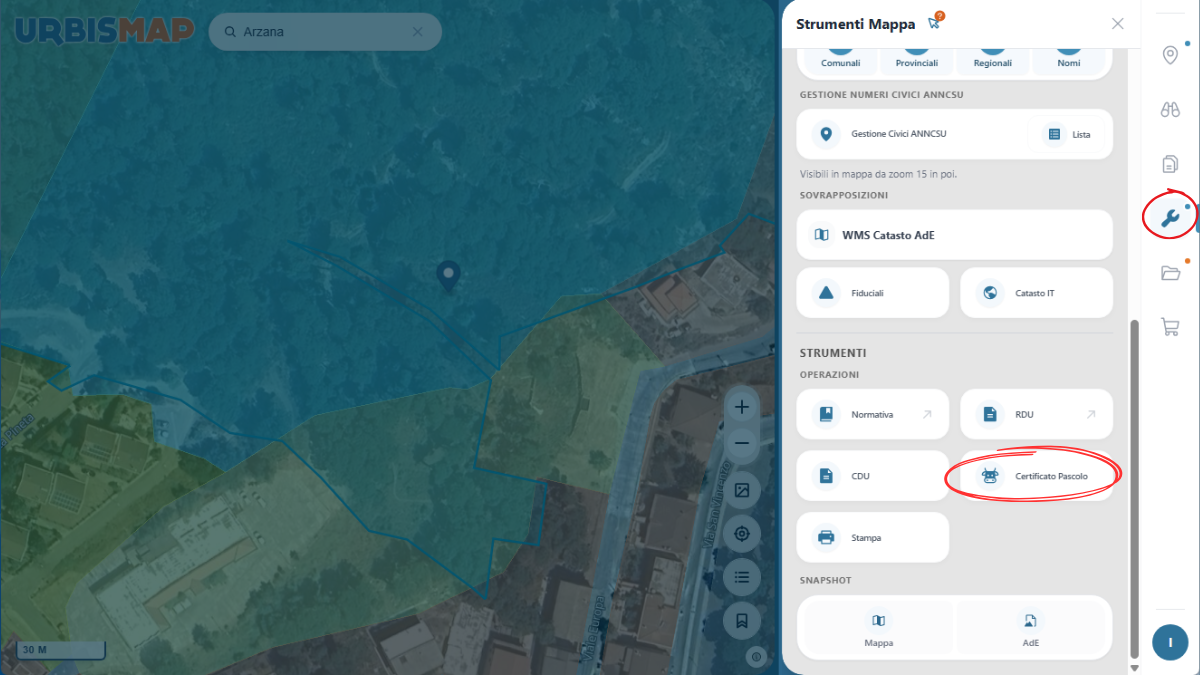 Processo di generazione digitale del certificato di pascolo su UrbisMap_PA