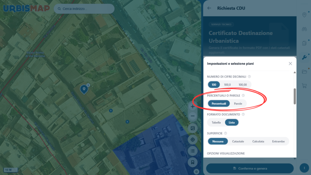 Configurazione delle parole per copertura parziale e totale in alternativa alle percentuali.