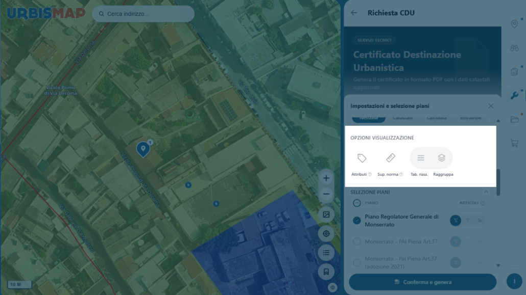 Toggle delle opzioni di visualizzazione del certificato.
