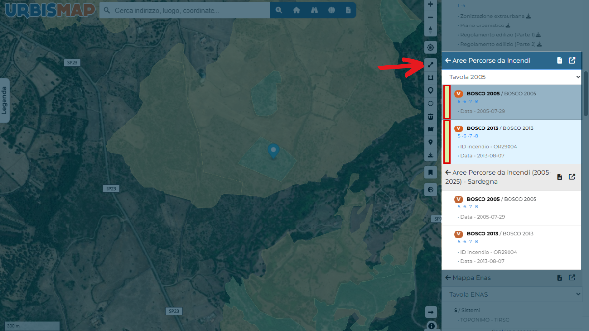 mappa_gis_aree_incendi_urbismap mappa catasto incendi sul Geoportale UrbisMap
