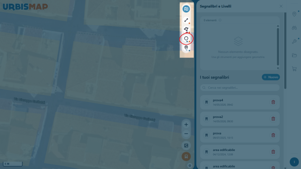 Bottone per disegnare una circonferenza sulla mappa
